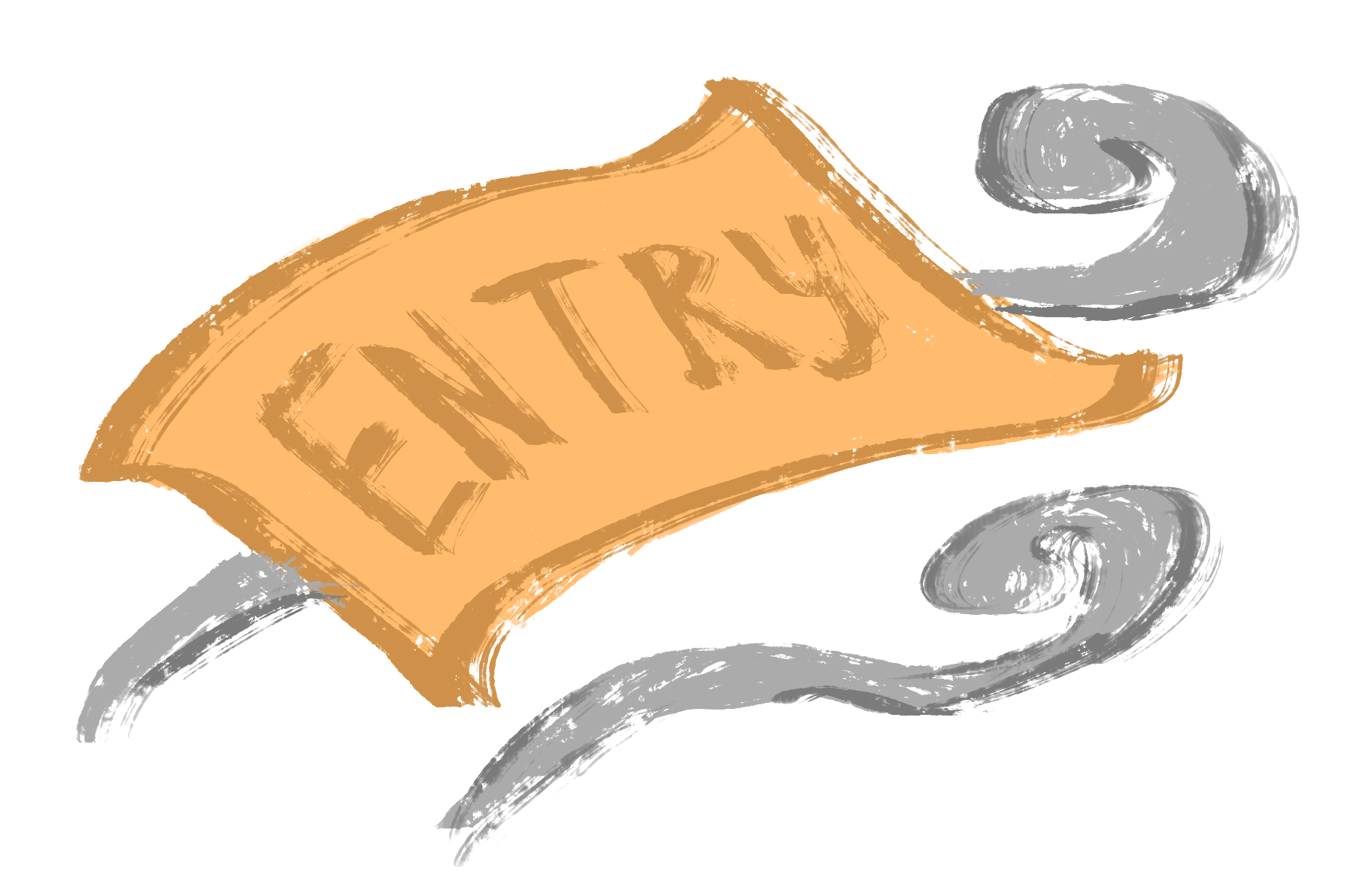 An illustration of a ticket being blown by wind